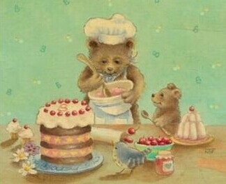 小熊吃蛋糕